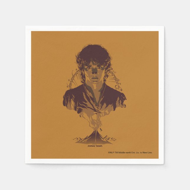 FRODO™ MOUNT DOOM™ Tengwar-Inschrift Grafik Serviette (Vorderseite)