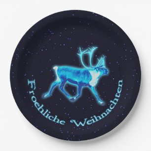 Froehliche Weihnachten - Blaue Karibik (Reindeer) Pappteller