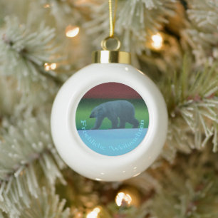 Froehliche Weihnachten - Polar Lights Polar Bear Keramik Kugel-Ornament