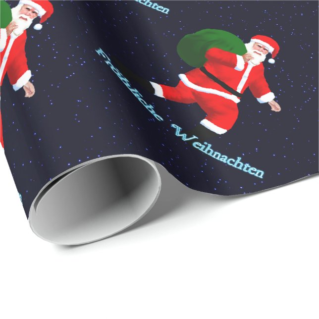 Froehliche Weihnachten - Santa Claus Geschenkpapier (Rolleneckpunkt)