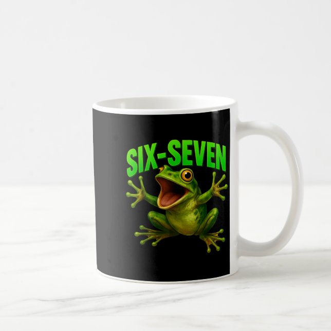 Frog 67 Meme Six Seven Funny Gen Alpha  Kaffeetasse (Rechts)