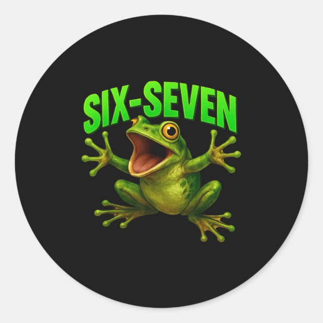 Frog 67 Meme Six Seven Funny Gen Alpha  Runder Aufkleber (Vorderseite)