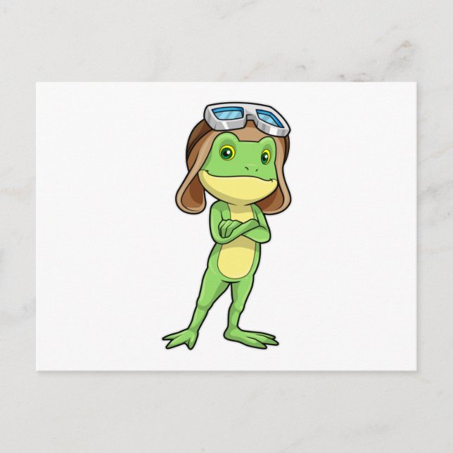 Frog als Pilot mit Hut und Brille Postkarte (Vorderseite)
