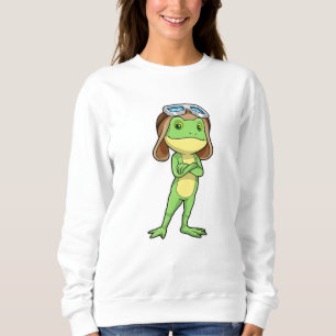 Frog als Pilot mit Hut und Brille Sweatshirt