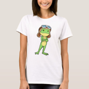 Frog als Pilot mit Hut und Brille T-Shirt