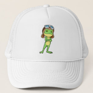 Frog als Pilot mit Hut und Brille Truckerkappe