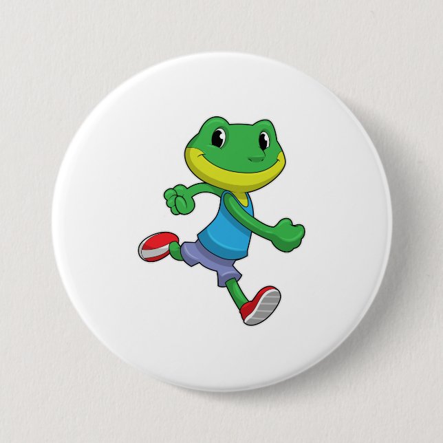 Frog als Runner beim Laufen Button (Vorderseite)