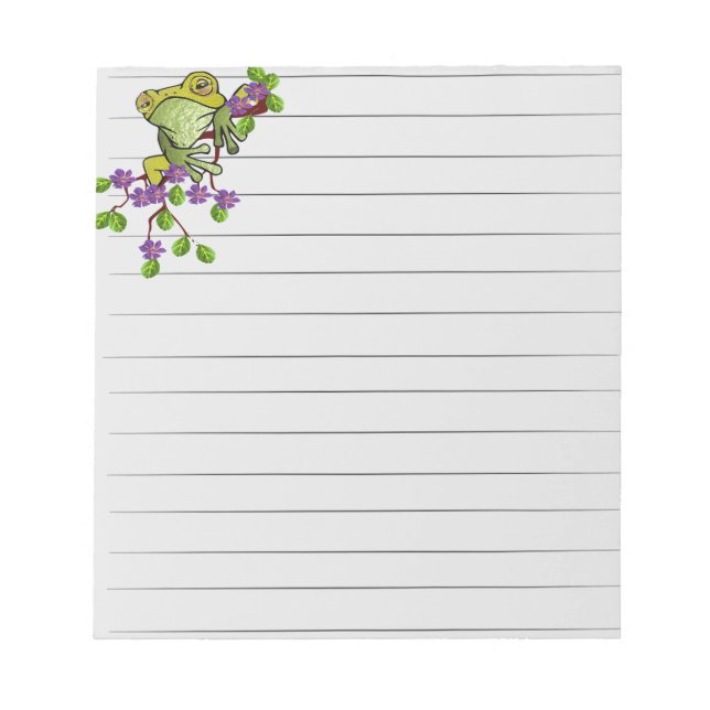 Frog an einem Zweig von Blume Notizblock (Vorderseite)