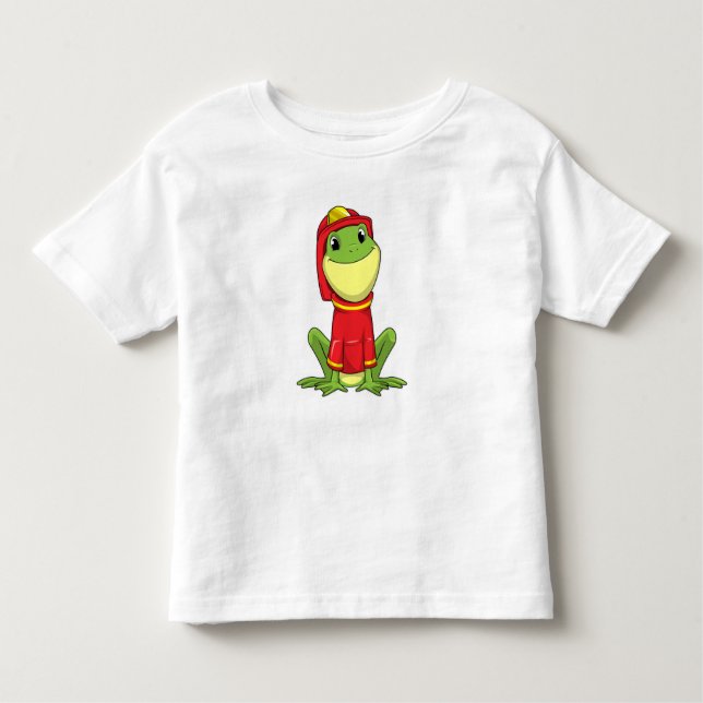 Frog as Firefighter with Helmet Kleinkind T-shirt (Vorderseite)