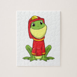 Frog as Firefighter with Helmet Puzzle