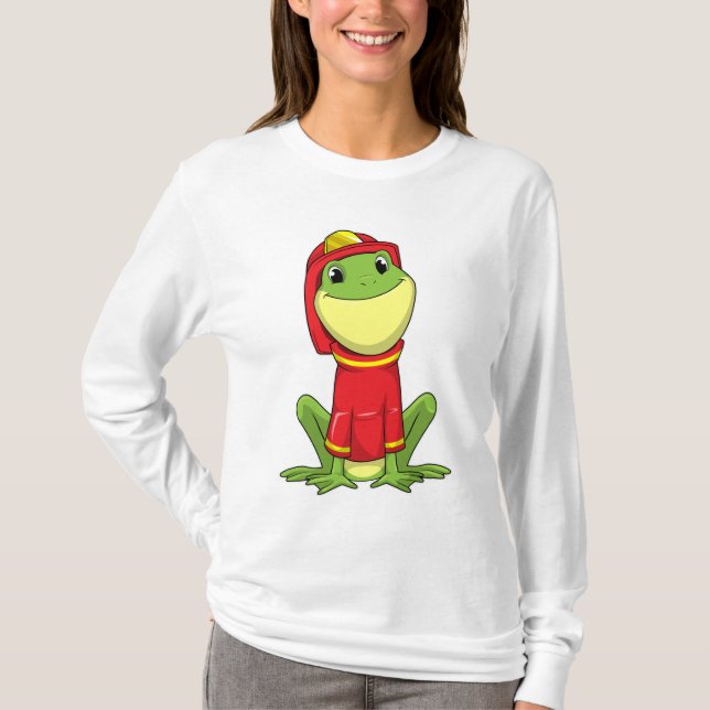 Frog as Firefighter with Helmet T-Shirt (Vorderseite)