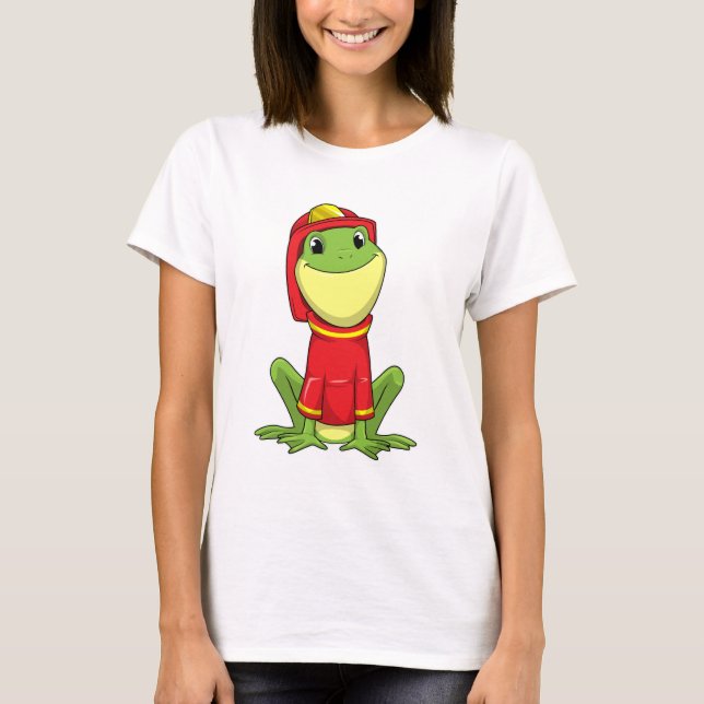 Frog as Firefighter with Helmet T-Shirt (Vorderseite)