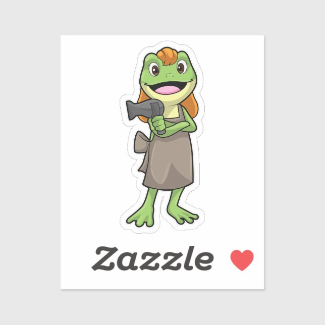 Frog as Hairdresser with Hairdryer Aufkleber (Blatt)