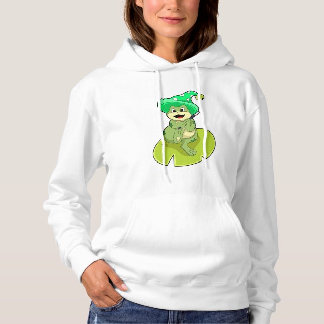Frog as Wizard with Magic wand Hoodie (Vorderseite)