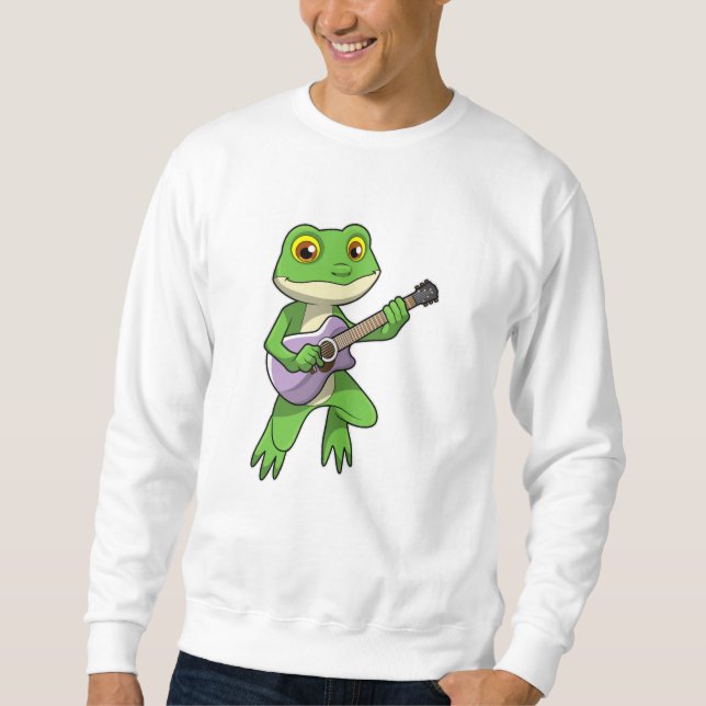 Frog at Music with Guitar Sweatshirt (Vorderseite)