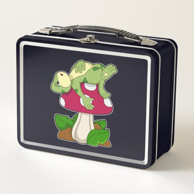 Frog at Sleeping with Mushroom Metall Brotdose (Vorderseite)