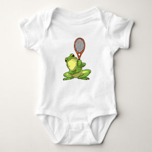 Frog at Tennis with Tennis racket Baby Strampler