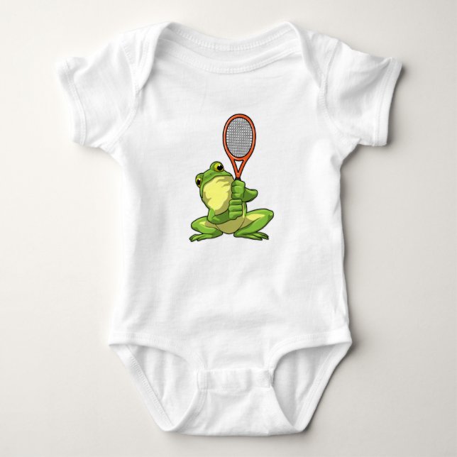 Frog at Tennis with Tennis racket Baby Strampler (Vorderseite)