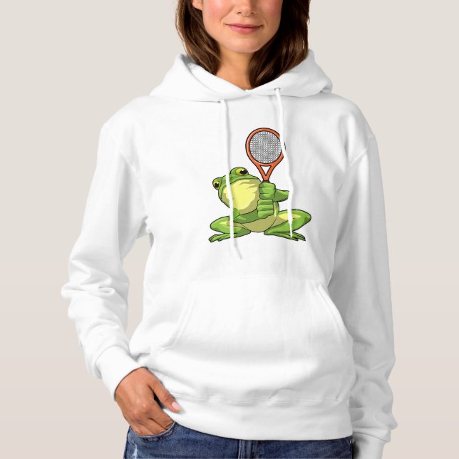 Frog at Tennis with Tennis racket Hoodie (Vorderseite)