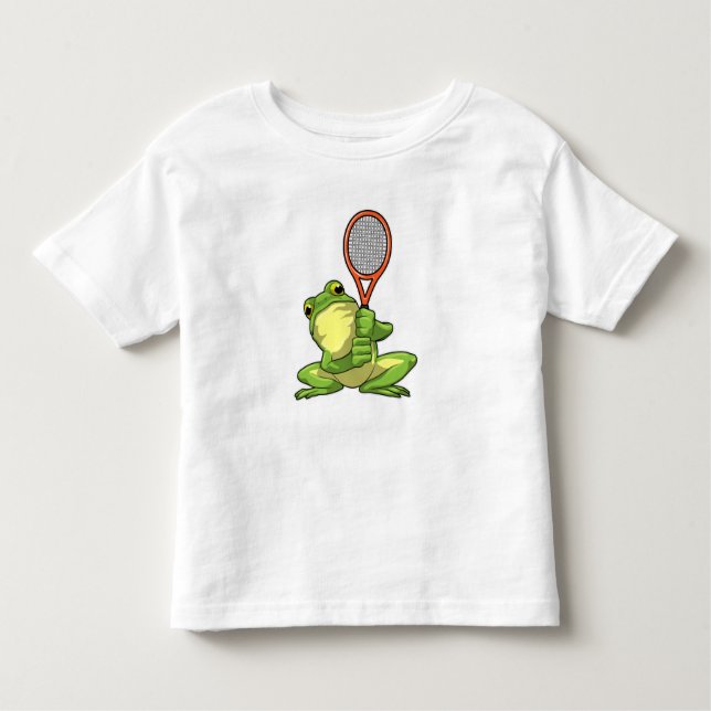 Frog at Tennis with Tennis racket Kleinkind T-shirt (Vorderseite)