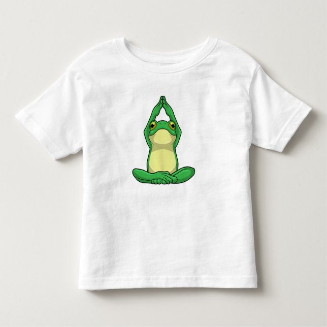 Frog at Yoga in Cross legged Kleinkind T-shirt (Vorderseite)