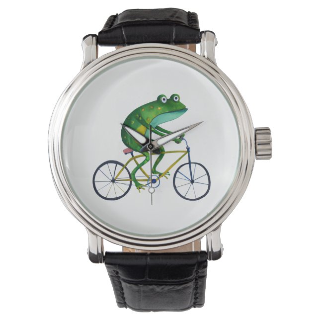 Frog auf dem Fahrrad Armbanduhr (Vorderseite)