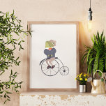 Frog auf dem Fahrrad Poster<br><div class="desc">Ein sonderbares und whimsical altes Froschzeichen,  das durch Vintage Zeichnungen inspiriert wurde.</div>
