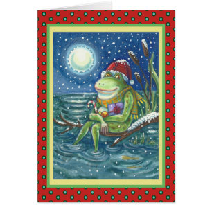 FROG AUF DER LÖSCHEN KID-SCHRISTMAS-GREETING-KARTE
