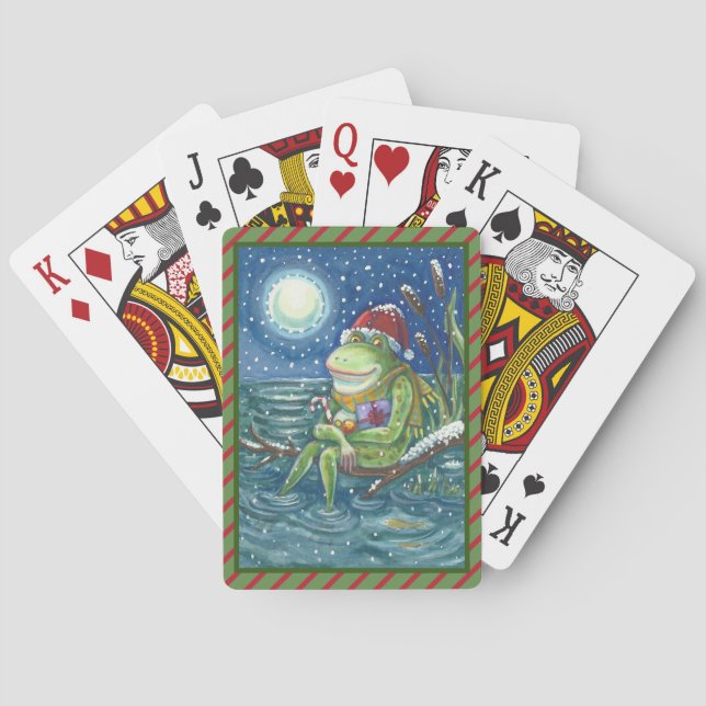 FROG AUF LOG, CHRISTMAS DECK OF PLAYCARDS Poker Spielkarten (Rückseite)