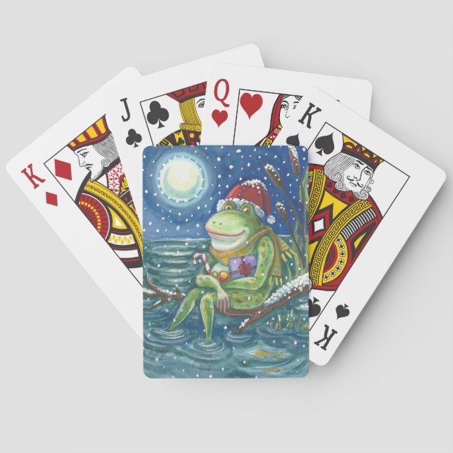 FROG AUF LOG, CHRISTMAS DECK OF PLAYCARDS Poker Spielkarten (Rückseite)