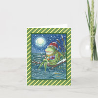 FROG AUF LOG HOLIDAY CHRISTMAS GREETING CARD Verse
