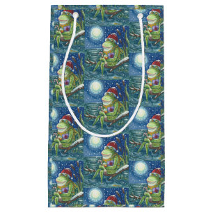 FROG AUF LOG SANTA, CHRISTMAS KLEINE GIFT BAG GESCHENKTÜTE