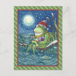 FROG AUF LOG WARMT DAS HERZ, FUNNY, NIEDLICHE WEIH POSTKARTE