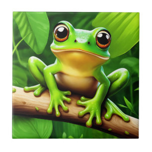 Frog auf Zweig Natur Kunst Fliese