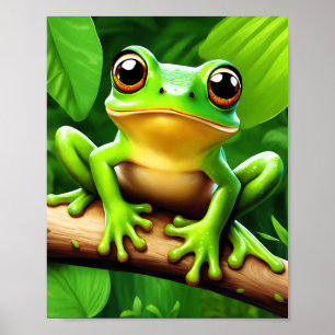 Frog auf Zweig Natur Kunst Poster
