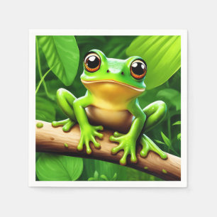 Frog auf Zweig Natur Kunst Serviette