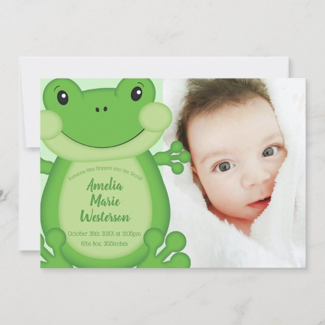 Frog Baby Dusche Grün Einladung (Vorderseite)
