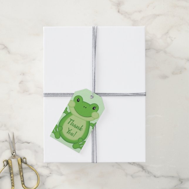 Frog Baby Dusche Grün Geschenkanhänger (Mit Garn)