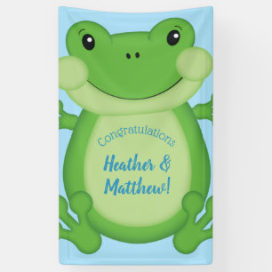 Frog Baby Shower Blue Banner