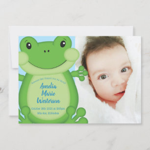 Frog Baby Shower Blue Einladung