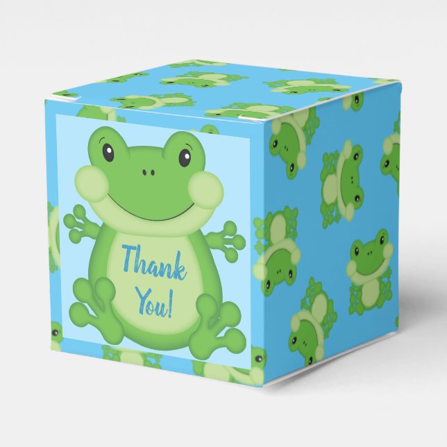 Frog Baby Shower Blue Geschenkschachtel (Vorderseite)
