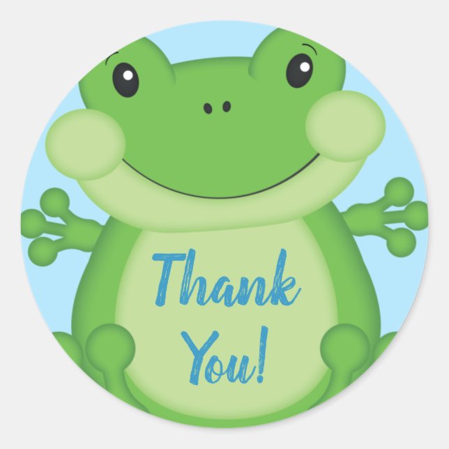 Frog Baby Shower Blue Runder Aufkleber (Vorderseite)