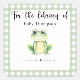 Frog Baby Shower Buchzeichen - für die Bibliothek Quadratischer Aufkleber
