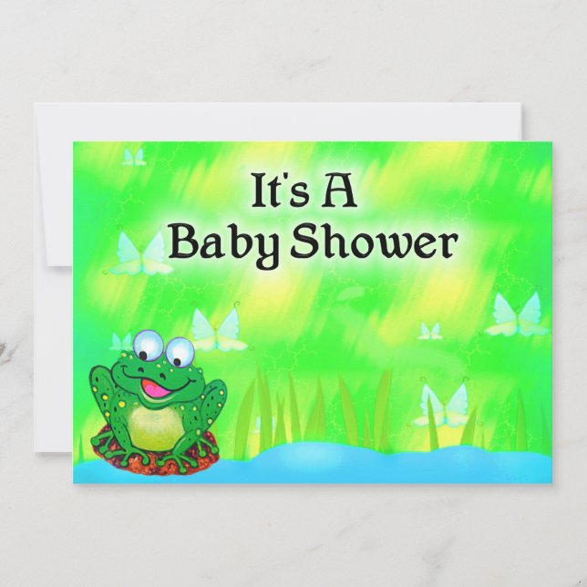 Frog Baby Shower Einladung (Vorderseite)
