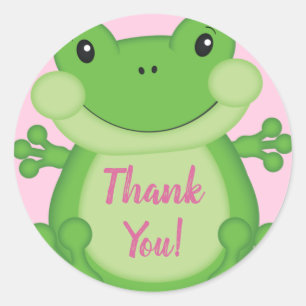 Frog Baby Shower Pink Girl Runder Aufkleber