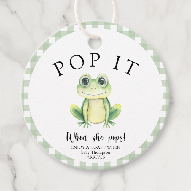 Frog Baby Shower - Pop! Wenn sie Pop! Geschenkanhänger (Vorderseite)