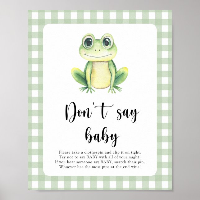 Frog Baby Shower Sag kein Baby Poster (Vorne)