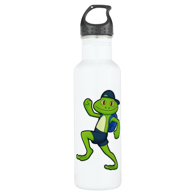 Frog beim Laufen mit Rucksack & Hut Edelstahlflasche (Vorderseite)