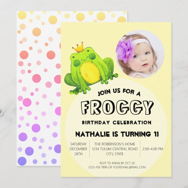 Frog Birthday Party Einladung (Vorne/Hinten)