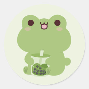 Frog Boba Runder Aufkleber